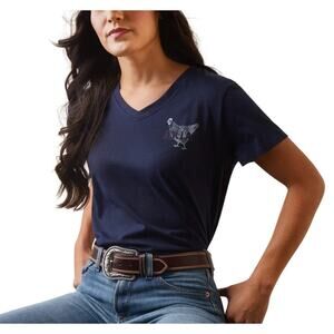2/$30 Ariat Real Mama Hen Tee Navy Blue Size L